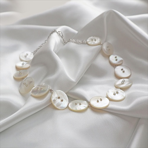 あまこち・白蝶貝のボタンネックレス-Shell Button Necklace