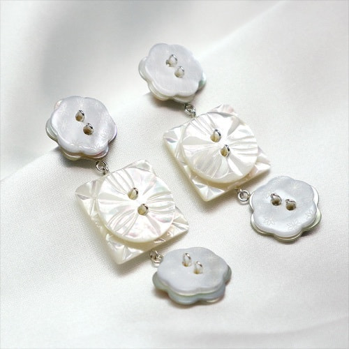 あまこち・ボタンピアス-Shell Button Earrings.