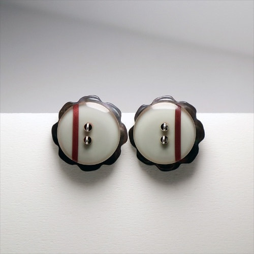 あまこち・ヴィンテージボタンピアス-Shell Button Earrings.